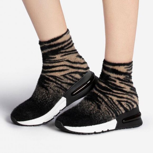 ASH King Tiger Faux Fur Sock Boot Sneaker - 37 - Picture 1 of 14